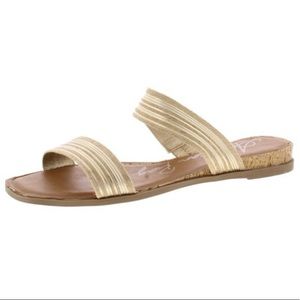 American Rag Womens Easten Gold Metallic Slip On Flat Sandals Shoes